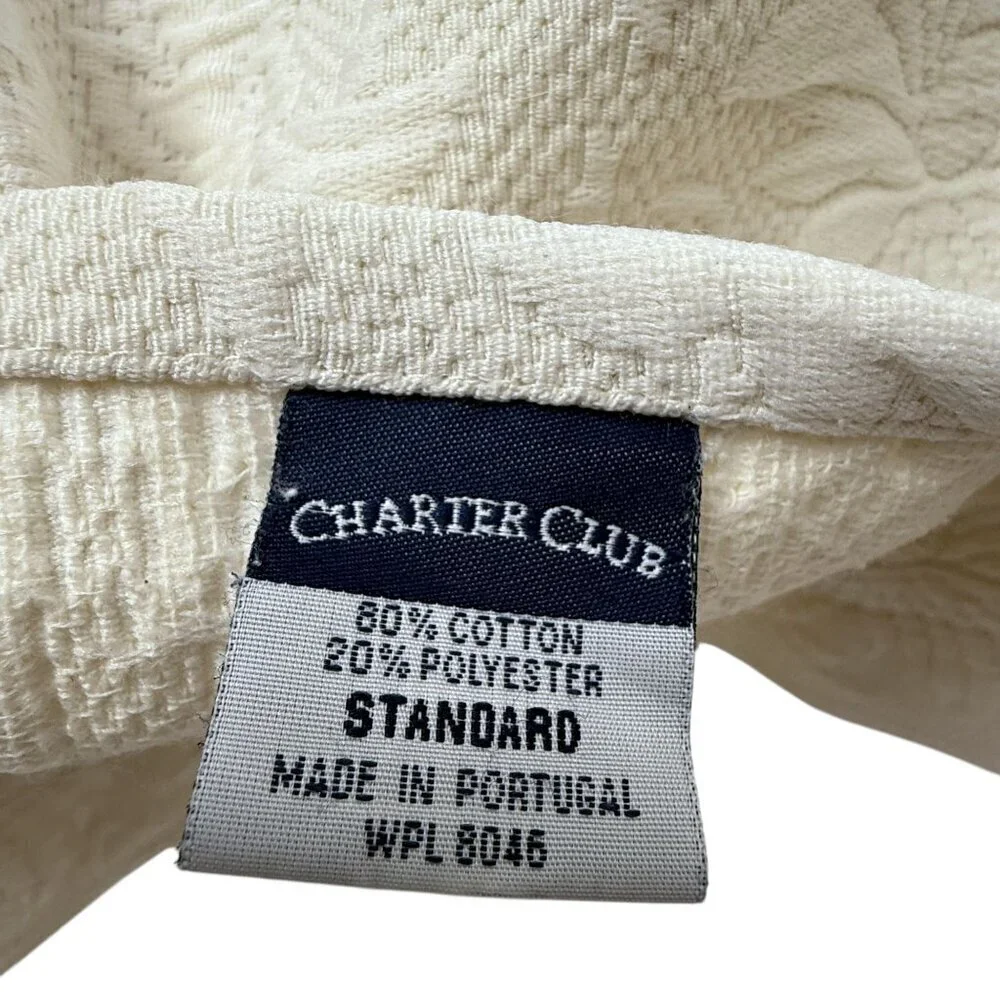 Charter Club Matelasse Pillow Sham Standard Size Pillowcase Cream
